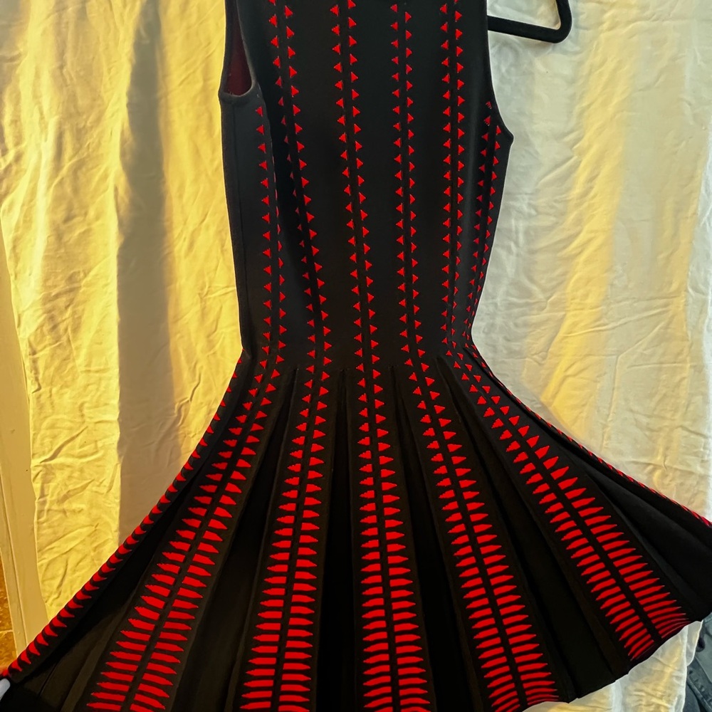 Alexander McQueen Stylish Red and Black Patterned Dress - Picture 3 of 5